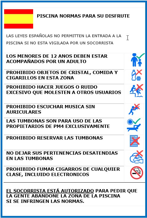 POOL RULES FOR SWIMMING POOL A5 esp